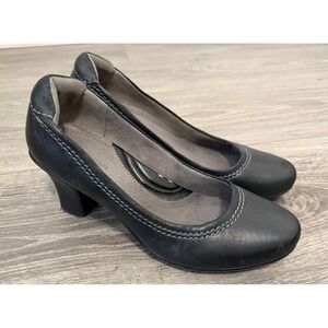 Naturalizer Lisha Leather Comfort Heels Women's 8.5W Black Round Toe Pumps‎